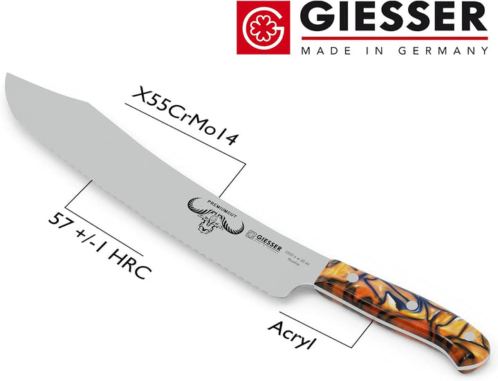 GIESSER seit 1776 - Made in Germany - Brotmesser 25 cm Spicy Orange, PremiumCut Wave No 1, Wellensch