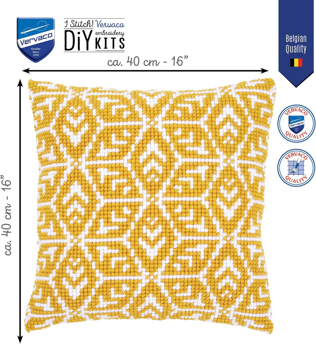 Vervaco Kreuzstichkissen Geometrisch Kreuzstichpackung, Stramin, Weiss, 40 x 40 x 0,3 cm