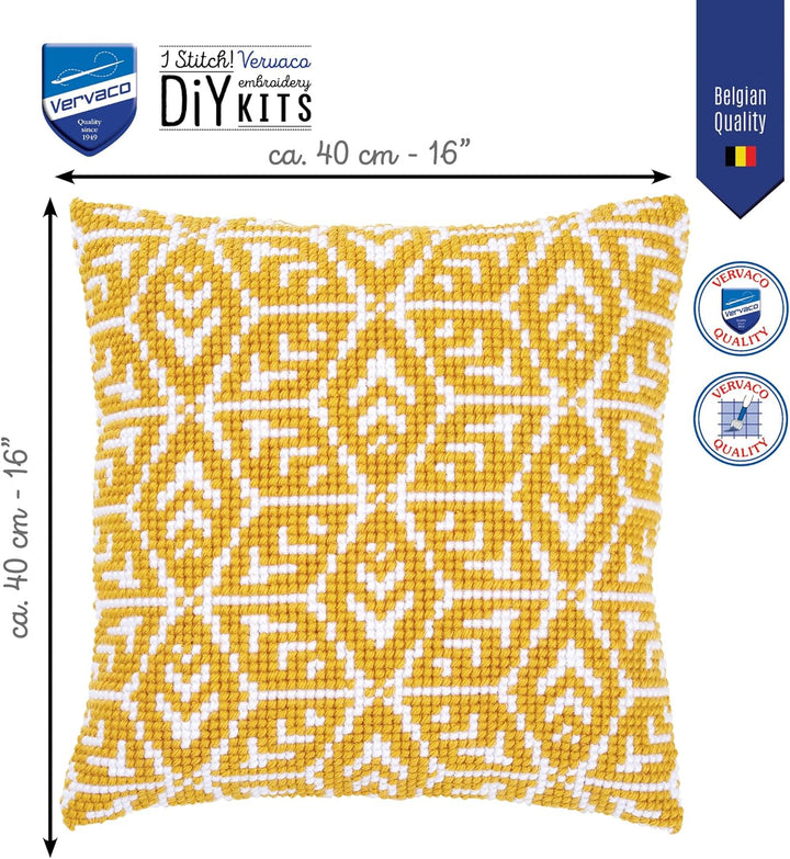 Vervaco Kreuzstichkissen Geometrisch Kreuzstichpackung, Stramin, Weiss, 40 x 40 x 0,3 cm
