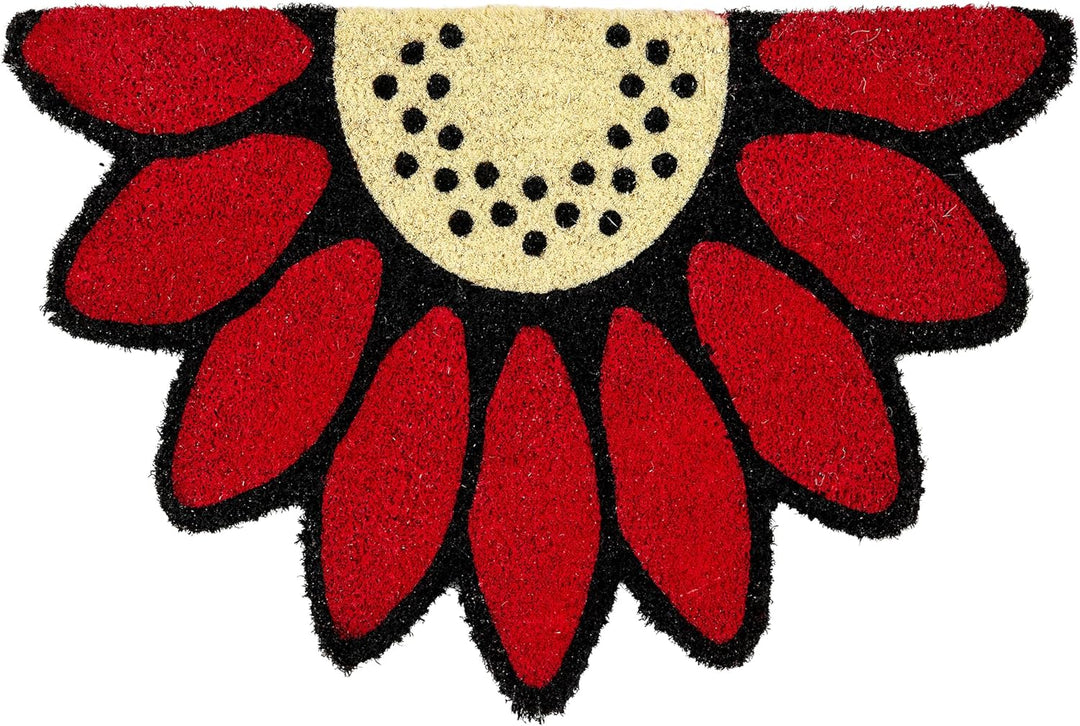 Fussmatte Kokos - Rutschfeste Türmatte Blume rot 2er Set 40x60cm (Halbkreis) Blume Rot 2er Set - 40