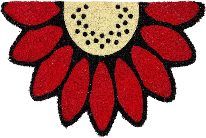 Fussmatte Kokos - Rutschfeste Türmatte Blume rot 2er Set 40x60cm (Halbkreis) Blume Rot 2er Set - 40