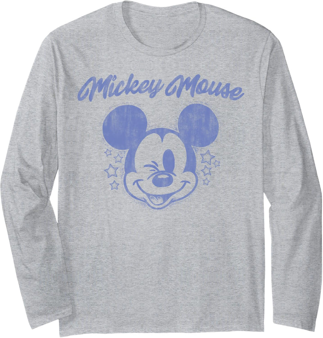 Disney Mickey And Friends Mickey Mouse Blue Stamp Langarmshirt