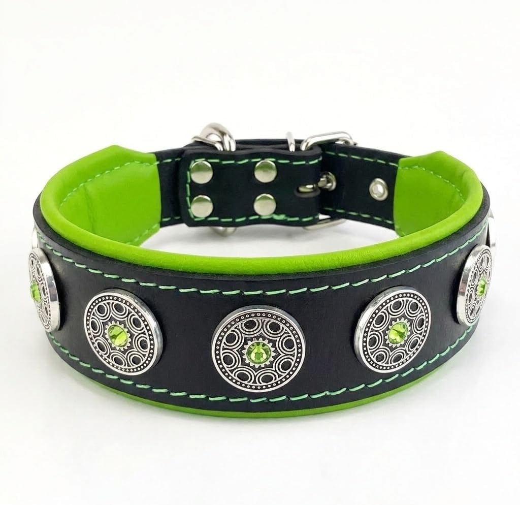 Bestia Bijou Hundehalsband mit Zierconchos. 100% Leder. Weich gepolstert. Handgefertigt in Europa! X