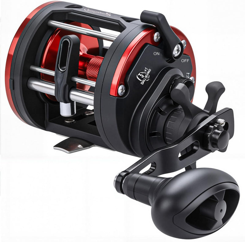 Sougayilang Trolling Reel Level Wind Conventional Reel Graphit Body Fishing Reel, Durable Stainless-