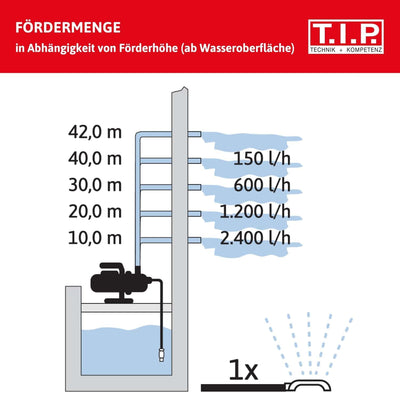 T.I.P. Hauswasserautomat Edelstahl (2.800 l/h Fördermenge, 42 m Förderhöhe, 4,2 bar Druck, 550 W, El