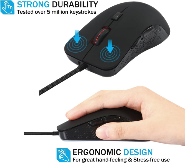 Beheizter Maus,Winter-Handwärmer USB Gaming-Maus,Wärme 38–48 °C Einstellbar-Mattschwarz