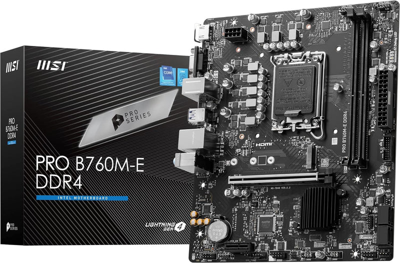 MSI PRO B760M-E DDR4 Mainboard, Micro-ATX - Unterstützt Intel 12. & 13. Gen Core Prozessoren, LGA 17