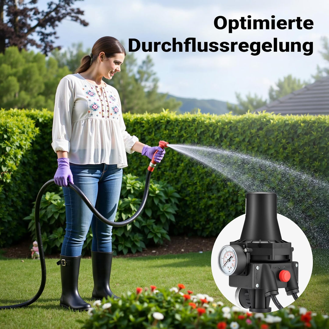 Wiltec Druckschalter SKD-3 230V 1-phasig bis 10 bar, Druckwächter mit Trockenlaufschutz für Hauswass
