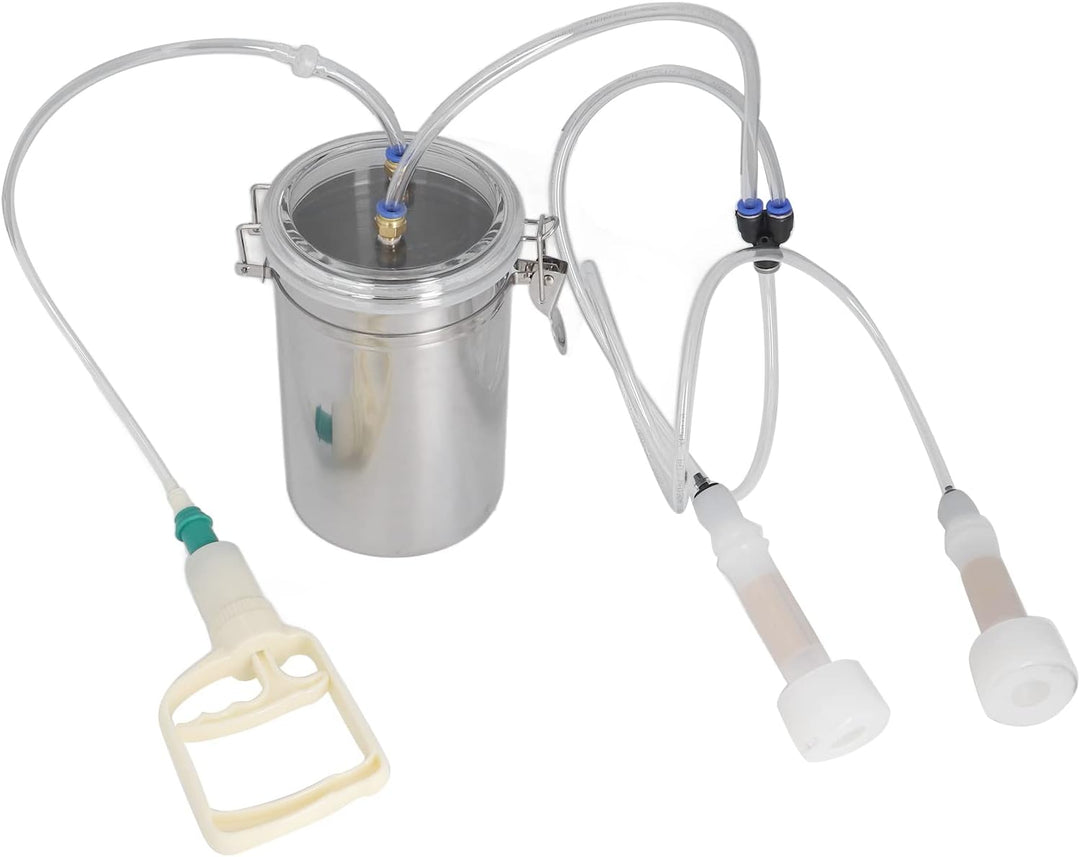 2L Milchmaschine Manueller Ziegenmelker Edelstahlflasche Tragbares Melkset, Ziegenmelkmaschine für M