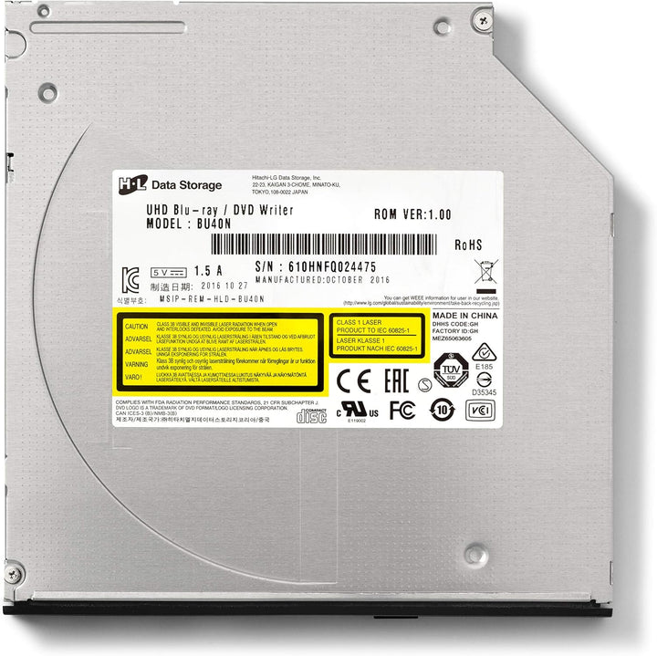 Hitachi-LG BU40N Internal UHD Blu-Ray/DVD Drive/Burner, Slim 9.5 mm Rewriter for Laptop, Desktop PC,