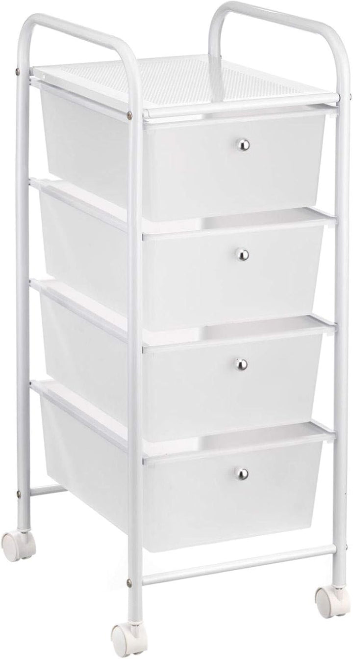 IDIMEX Badregal Rollwagen Rollcontainer GINA, mit 4 transparenten Schubladen und Metallgestell in we