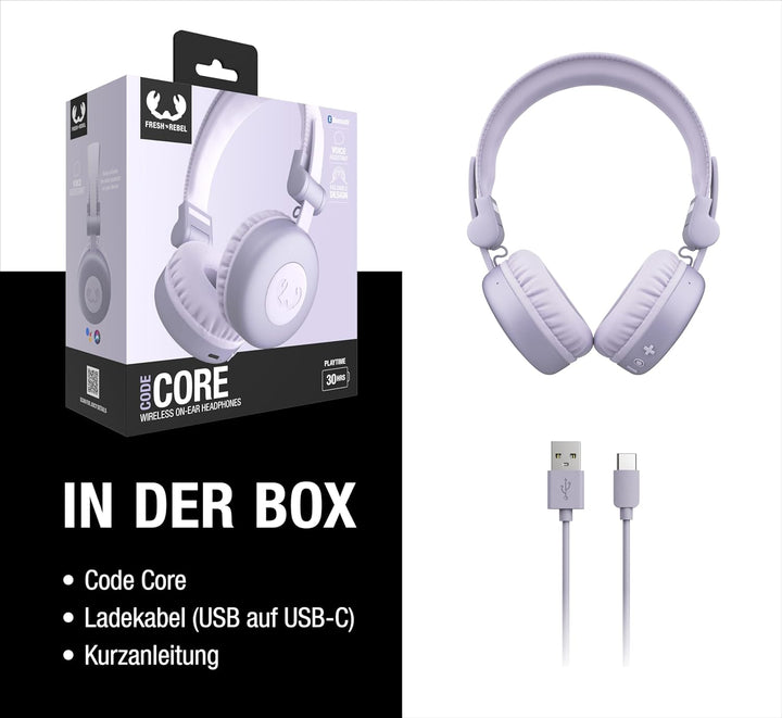 Fresh 'n Rebel Code Core, Bluetooth-Kopfhörer on-Ear, kabellos, 30 Stunden Spielzeit, mit Mikrofon u