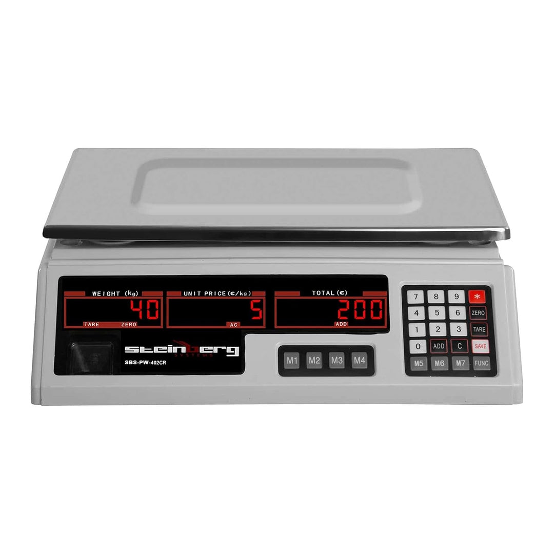 Steinberg Systems SBS-PW-402CR Kontrollwaage Marktwaage 40 kg / 2 g Preiswaage Digitale Waage 7 Spei