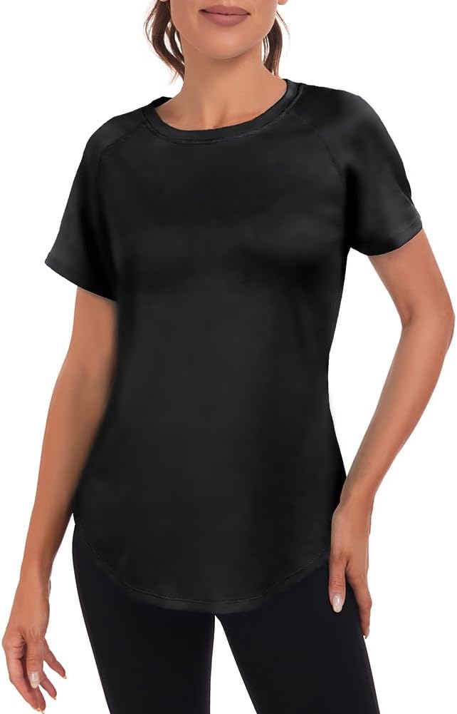 Jlowesun Sportshirt Damen Kurzarm,Leichtes Atmungsaktiv Funktions Back Mesh Sport Oberteile Damen,Ru