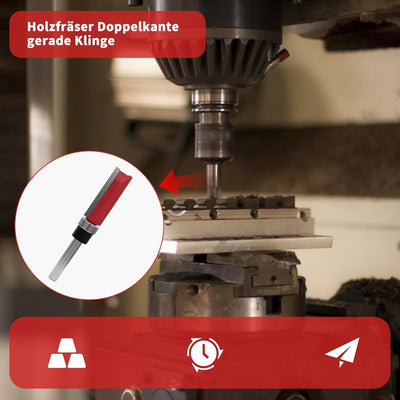 27 Stück 8mm Schaft Bündigfräser-Set, mit Schlagmagnet-Bits, Lager, Schraubenschlüssel, 8mm Schaftfr