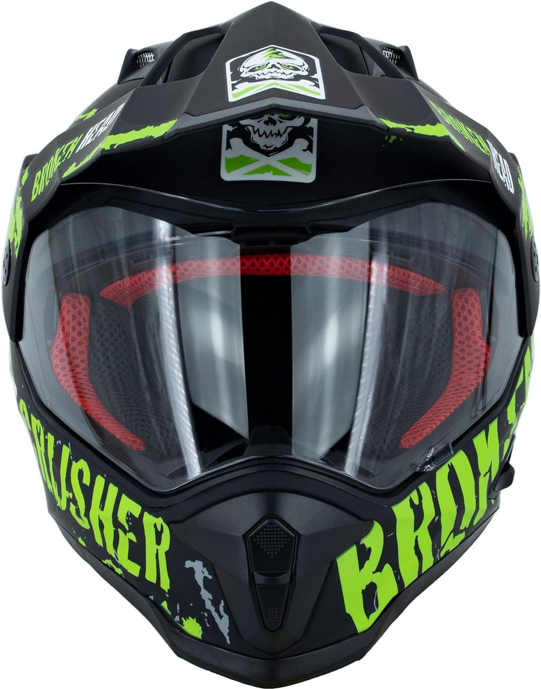 Broken Head Bone Crusher Motocross-Helm Grün mit Visier - Enduro MX Cross-Helm - Motorradhelm mit So
