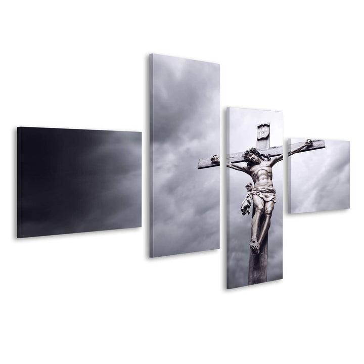 islandburner, Bild auf Leinwand Kreuzigung von Jesus Christus Wandbild Poster Leinwandbild 150x80 4-