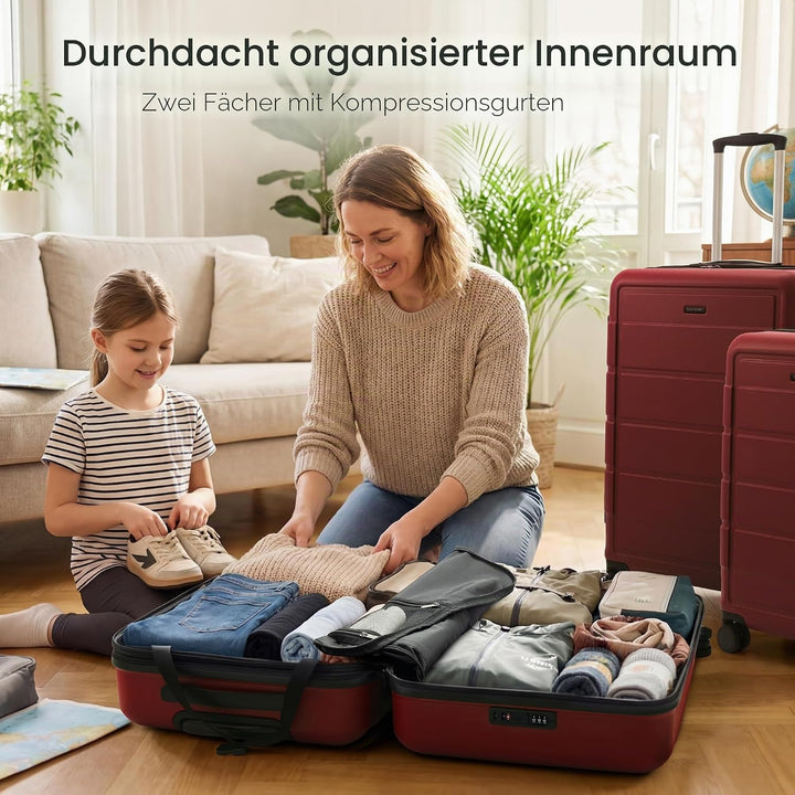 SHOWKOO Kofferset 3 Teilig Hartschale Leicht ABS+PC Erweiterbar Reisekoffer Haltbar Trolley Handgepä