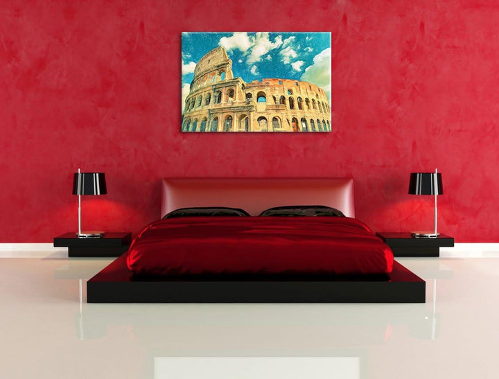 Pixxprint Colosseum bei Tag in Rom als Leinwandbild/Grösse: 100x70 / Wandbild/Kunstdruck/fertig besp