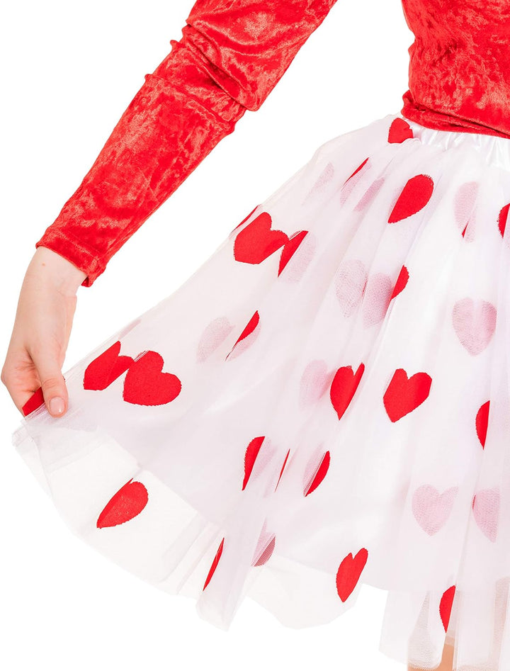Petticoat Damen weiss mit Herzen rot