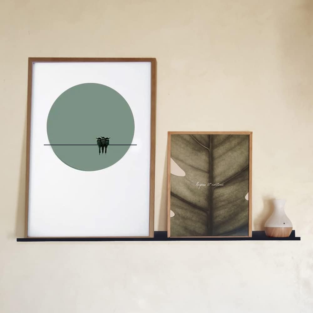 MILUKA Wandregal Schwarz Metall | Regal Wand 110 cm Long | Wandboards, Für Dekos, Bilderrahmen, Buch