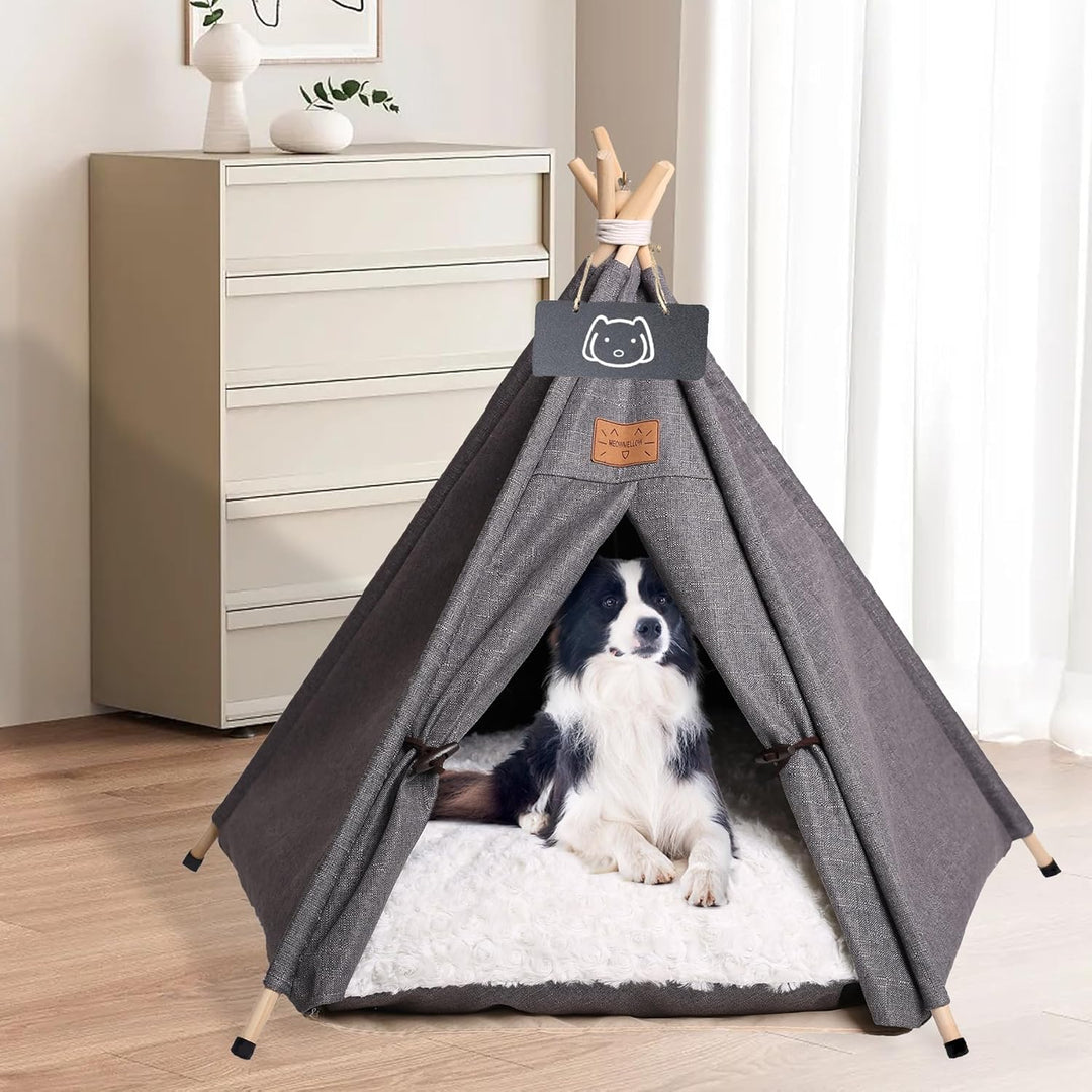 Tipi Zelt für Haustiere Hundezelt Katzenzelt mit Plüschkissen Haustierzelte Häuser für Katzen und Hu