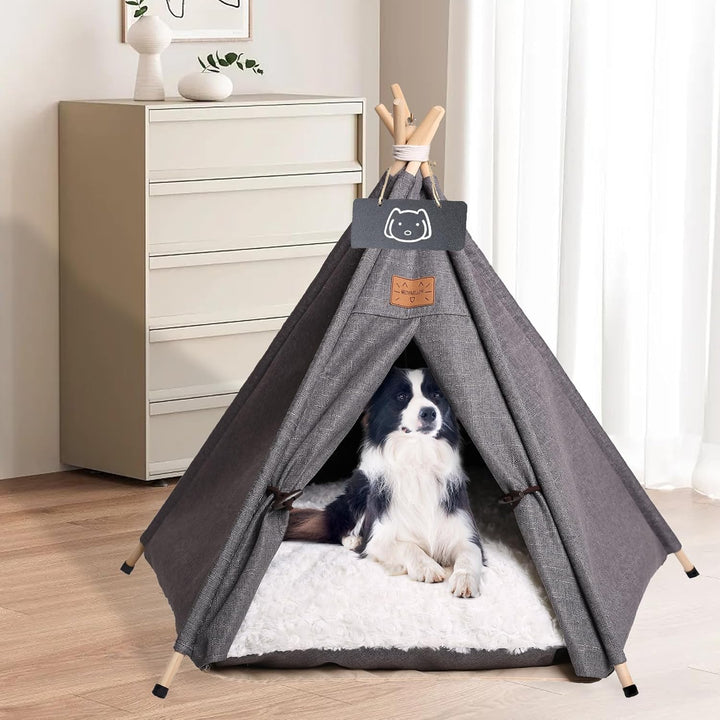 Tipi Zelt für Haustiere Hundezelt Katzenzelt mit Plüschkissen Haustierzelte Häuser für Katzen und Hu