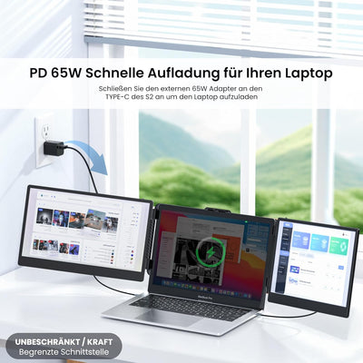 SMISEACOW Tragbarer Monitor S2 – Mobile Laptop Bildschirm Erweiterung 14 Zoll FHD 1080P Portable Mon