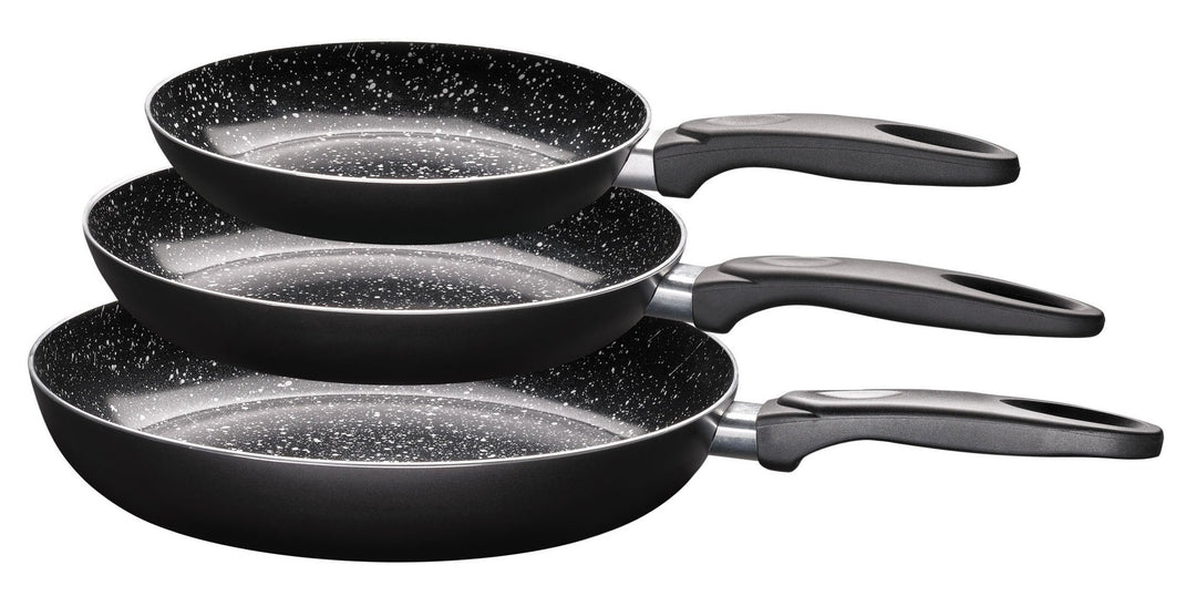 King Bratpfannenset Aluminium aus 3 Bratpfannen mit Keramikbeschichtung ohne Deckel, Schwarz, Ø ca.