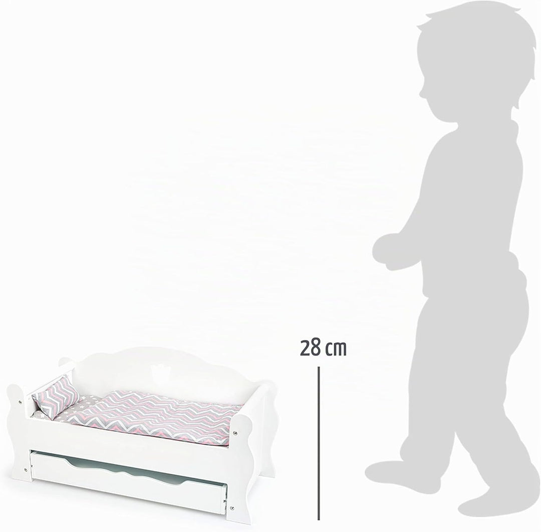 small foot Puppentagesbett aus Holz, inkl. Matratze, bunter Decke und Kissen, mit Schublade, ab 3 Ja