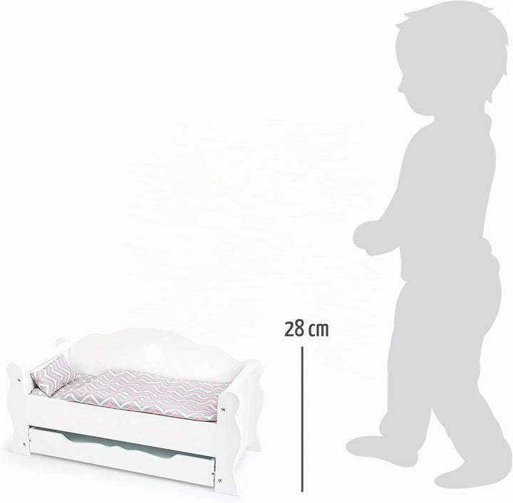 small foot Puppentagesbett aus Holz, inkl. Matratze, bunter Decke und Kissen, mit Schublade, ab 3 Ja