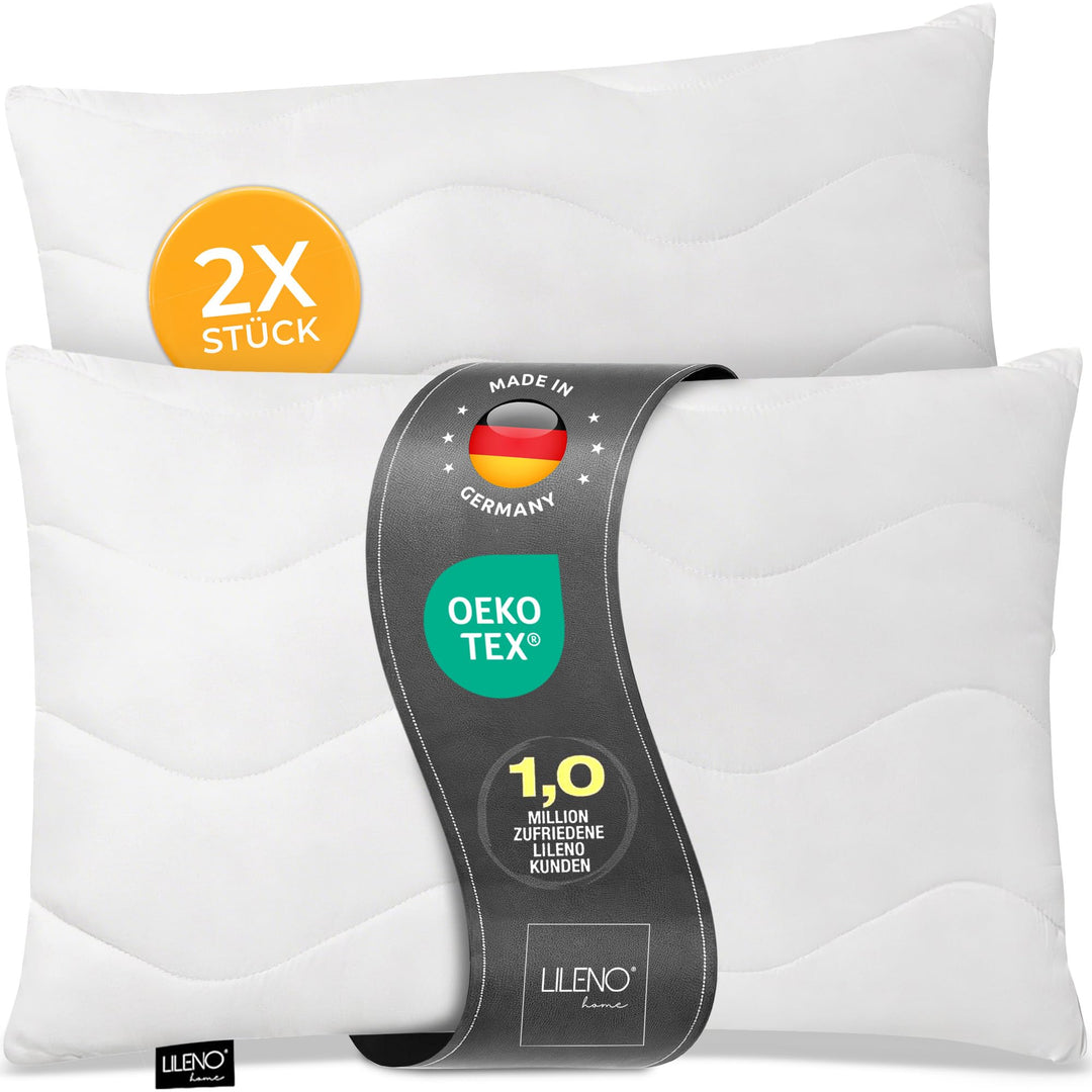 LILENO HOME Kopfkissen 50x70 cm [2er Set] als Kissen-Füllung - Bett oder Deko Kissen mit Reissversch