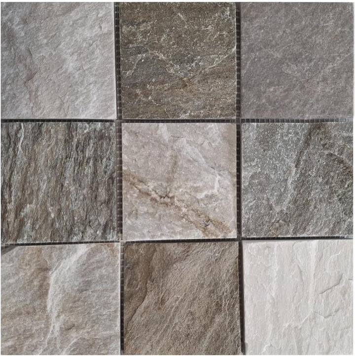 Mosaik Brick Quarzit beige/grau Quarzit Naturstein Küche, Mosaikstein Format: 100x100x10 mm, Bogengr