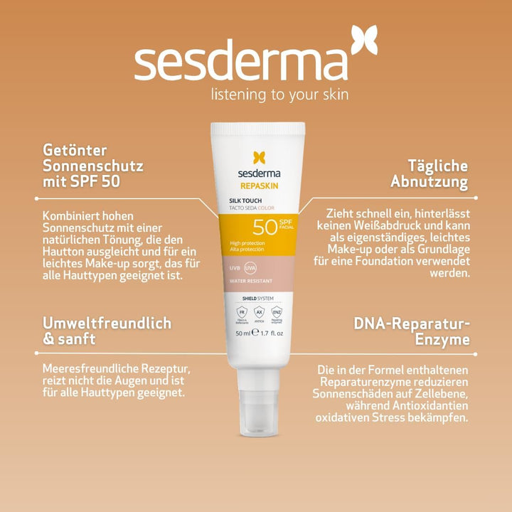 REPASKIN FACIAL SPF50 tacto seda con color 50 ml