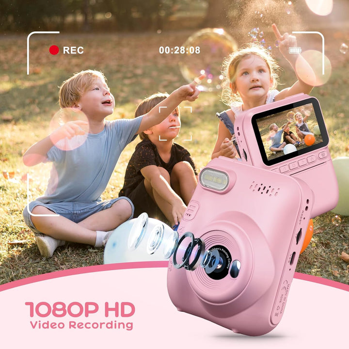 GREENKINDER Sofortbildkamera Kinder,14MP 3.0 Zoll Bildschirm Kinderkamera Sofortbildkamera mit 32G K