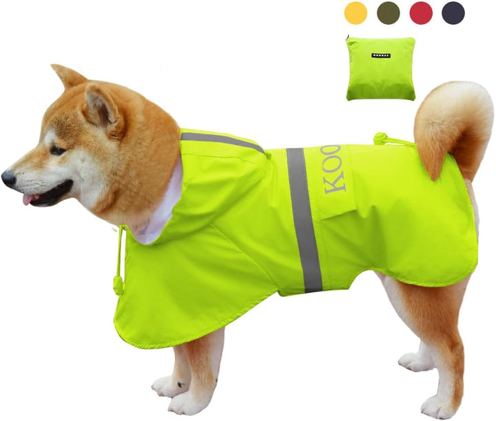 KOOGAL Grosse Hunde Regenjacken Mit Kapuze,Hunde Regenmantel,Mit Reflektierenden Sicherheitsstreifen