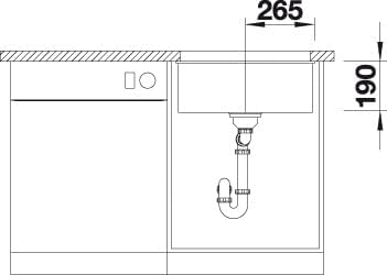 BLANCO SUBLINE 500-U | SILGRANIT weiss | Einbauart: Unterbau | ohne Ablauffernbedienung | 60er Unter