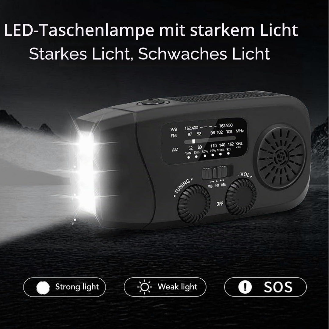 Goshyda Notfall-Wetterradio, Solar-Handkurbelradio mit FM AM WB, Unterstützt Handy-Ladegerät, LED-Ta