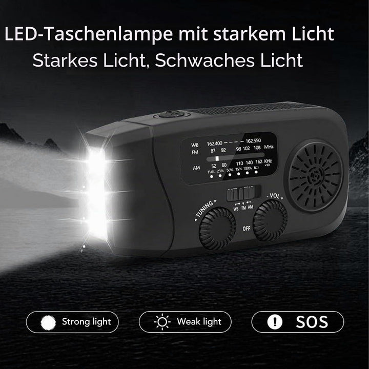 Goshyda Notfall-Wetterradio, Solar-Handkurbelradio mit FM AM WB, Unterstützt Handy-Ladegerät, LED-Ta