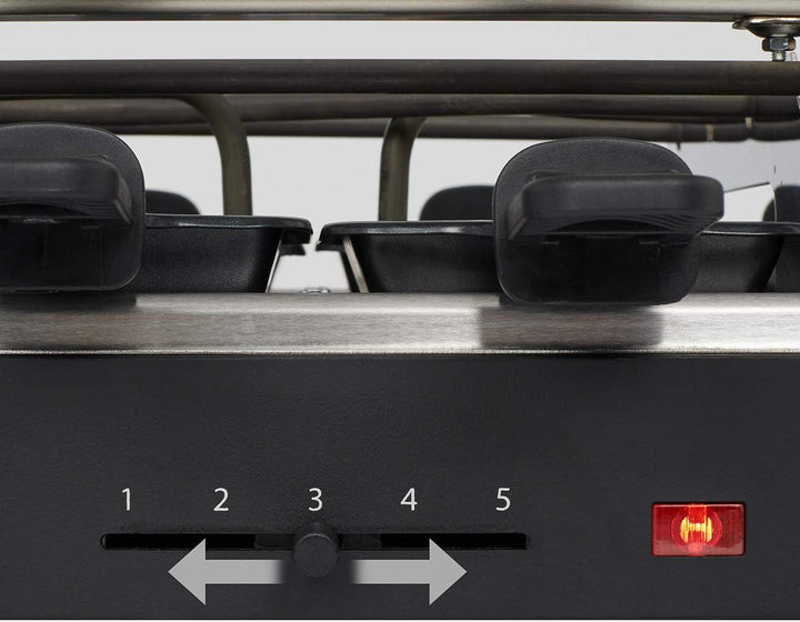 Cloer 6446 Raclettegrill mit Aluminium Druckguss Platte - beidseitig verwendbar, 1200 W, 8 antihaftb