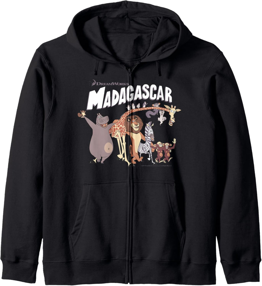 Madagascar Cartoon Group Shot Movie Logo Kapuzenjacke