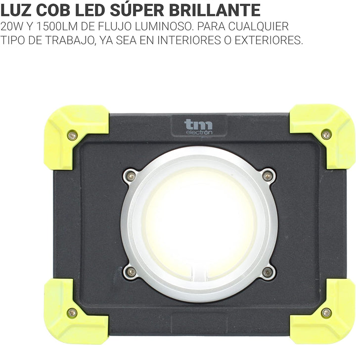 TM Electron TMTOR020 tragbares Arbeitslicht COB LED Super Hell 20W und Powerbank 4000 mAh 20W + Powe