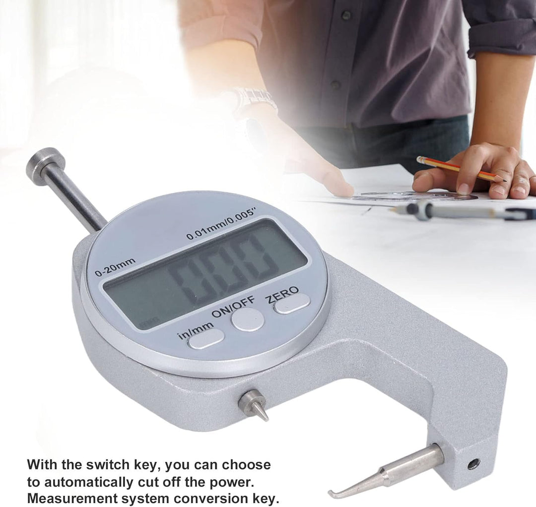 LiebeWH Dickenmesser 0-20 mm Bereich LCD-Digitalanzeige Kleine Mikrometerschraube mit Gebogener Spit