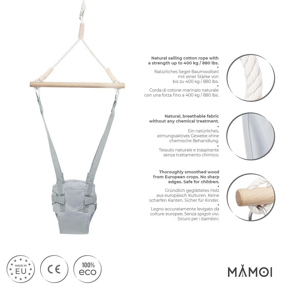 MAMOI® Baby Türhopser mit Haken zur Befestigung | Turschaukel Baby | Hüpfschaukel für Babys | Türhop