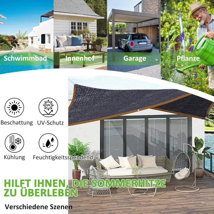 95% Sonnenschutz Netz Schattierungsnetz mit Ösen, 2x6m Sonnenschutz Leicht und Haltbarkeit Gewächsha