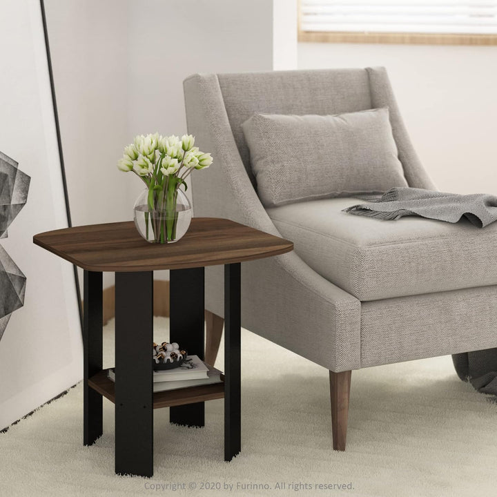 Furinno Simple Design Beistelltisch, Holz, Columbia Walnut/Schwarz, 50.8 x 50.8 x 49.78 cm Einzeln C