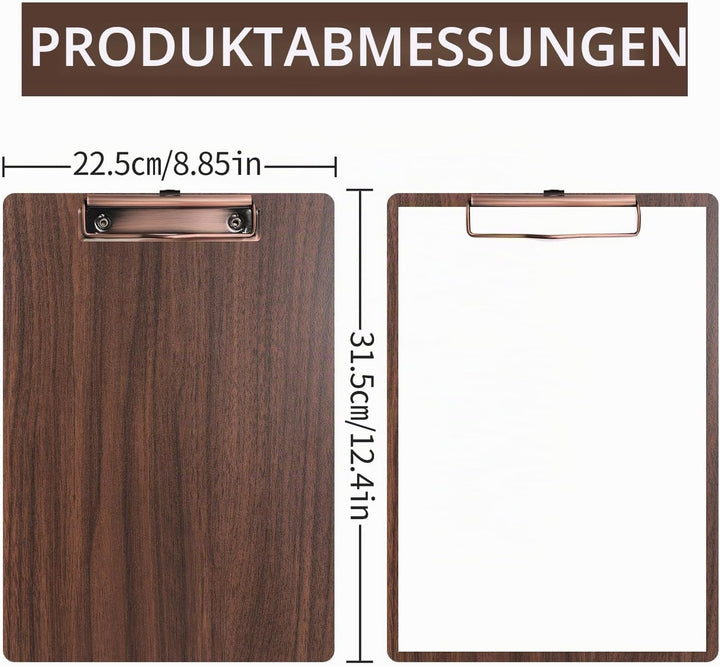 Klemmbrett A4,12 Stück Holz Klemmbretter mit Metalklemme,Schreibbrett Schreibplatte Clipboard A4- 12