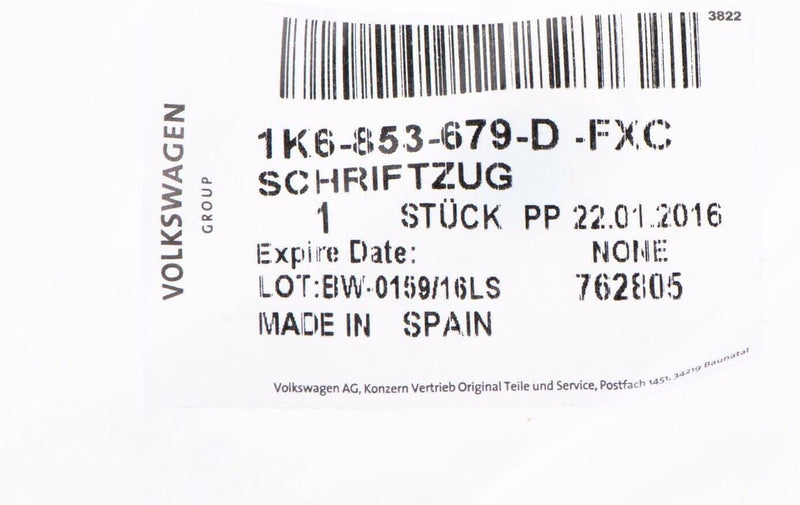 VW Original Schriftzug Emblem - 1K6853679D FXC