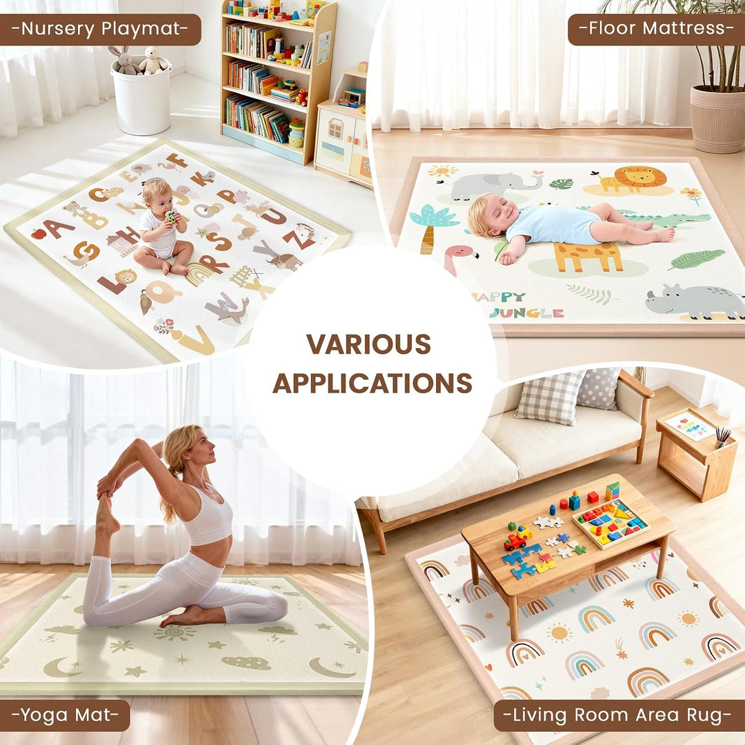 Teppich Krabbelmatte Baby 127x127x3cm, Spielmatte Krabbeldecke Turnmatte Spielteppich für Baby Kinde