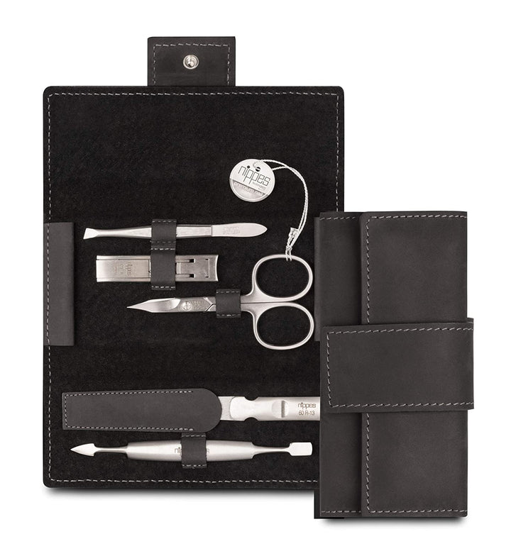 nippes Solingen Premium Line Maniküre Set Tabard, 5-teilig, Edelstahl rost- und nickelfrei, Rindsled
